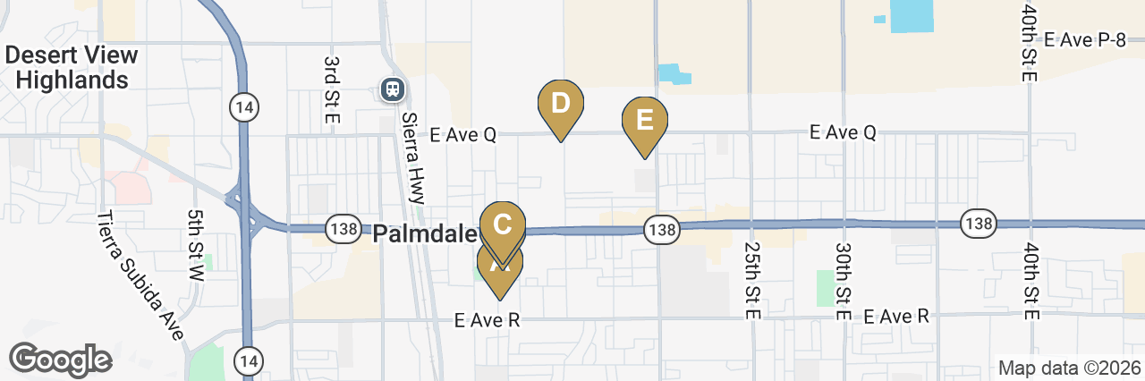 Map of all five East Palmdale portfolio properties